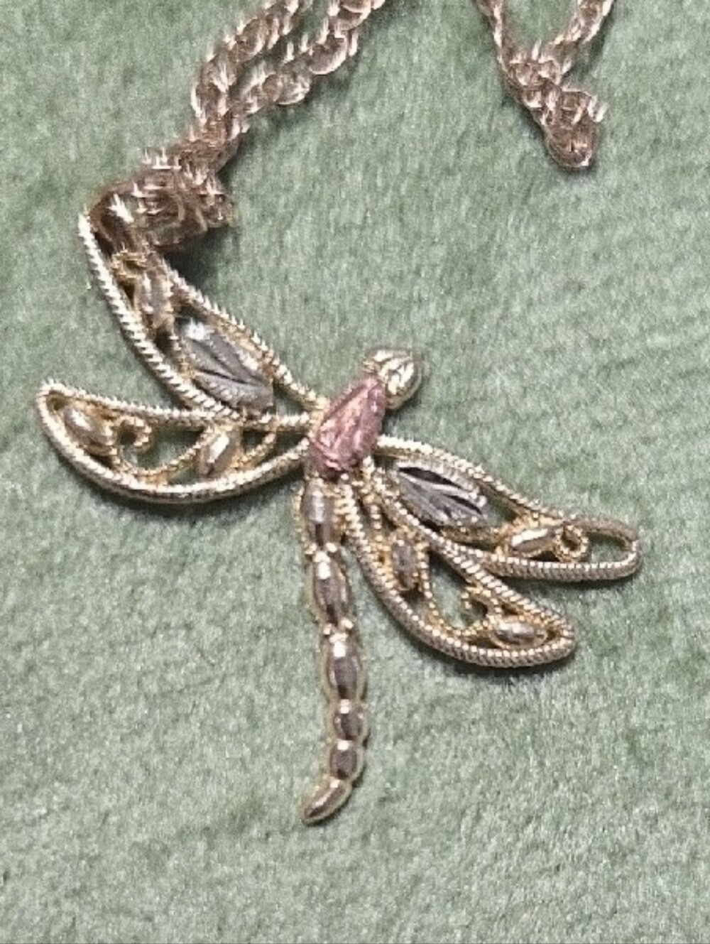 10K And 12K Black Hills Gold Dragonfly Pendant Necklace